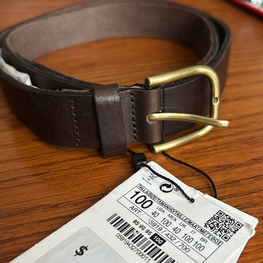 New brown Zara leather belt 45”